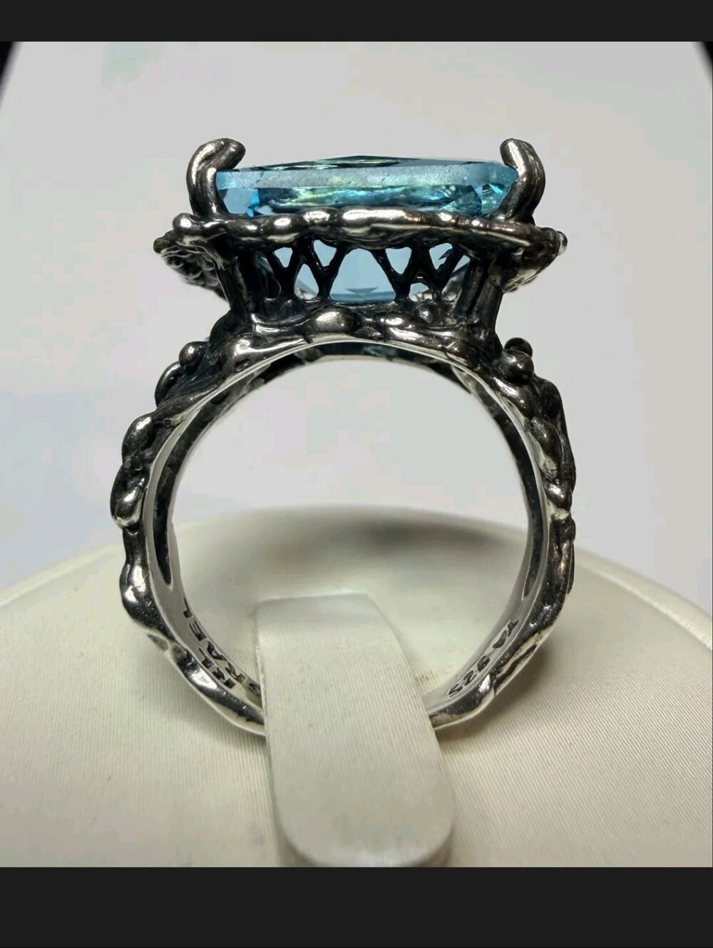 Regina Lane Israel Sterling Silver Blue Stone Ring Sz: 7 - Picture 3 of 6